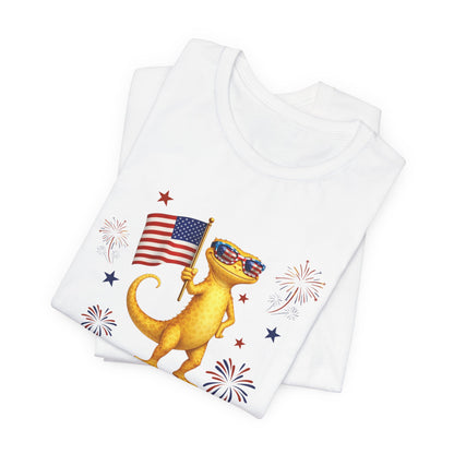 "Feral & Free" Lizard with American Flag Patriotic Tee