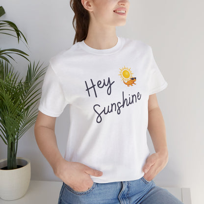 Hey Sunshine T-Shirt — Sunny Script Graphic Tee with Sun & Bird