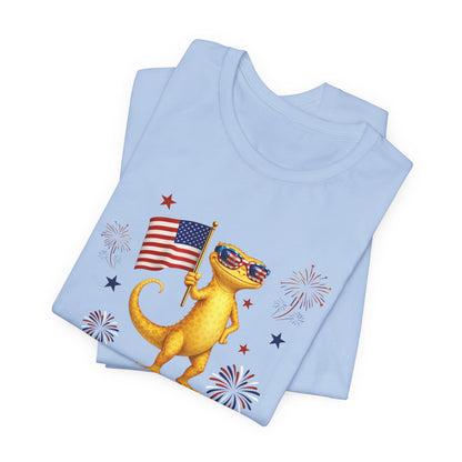 "Feral & Free" Lizard with American Flag Patriotic Tee