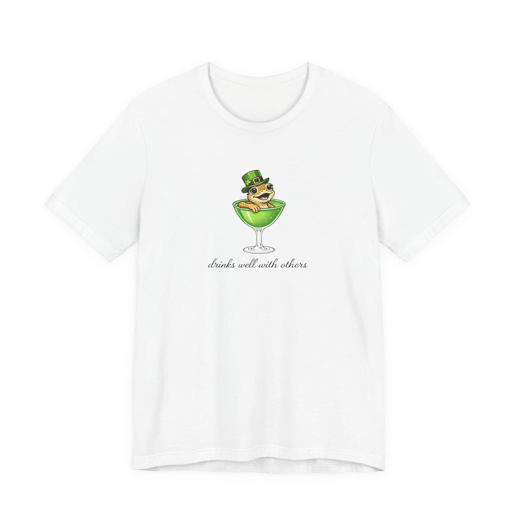 St. Patrick's Day Crested Gecko Cocktail Tee — "Drinks Well With Others"