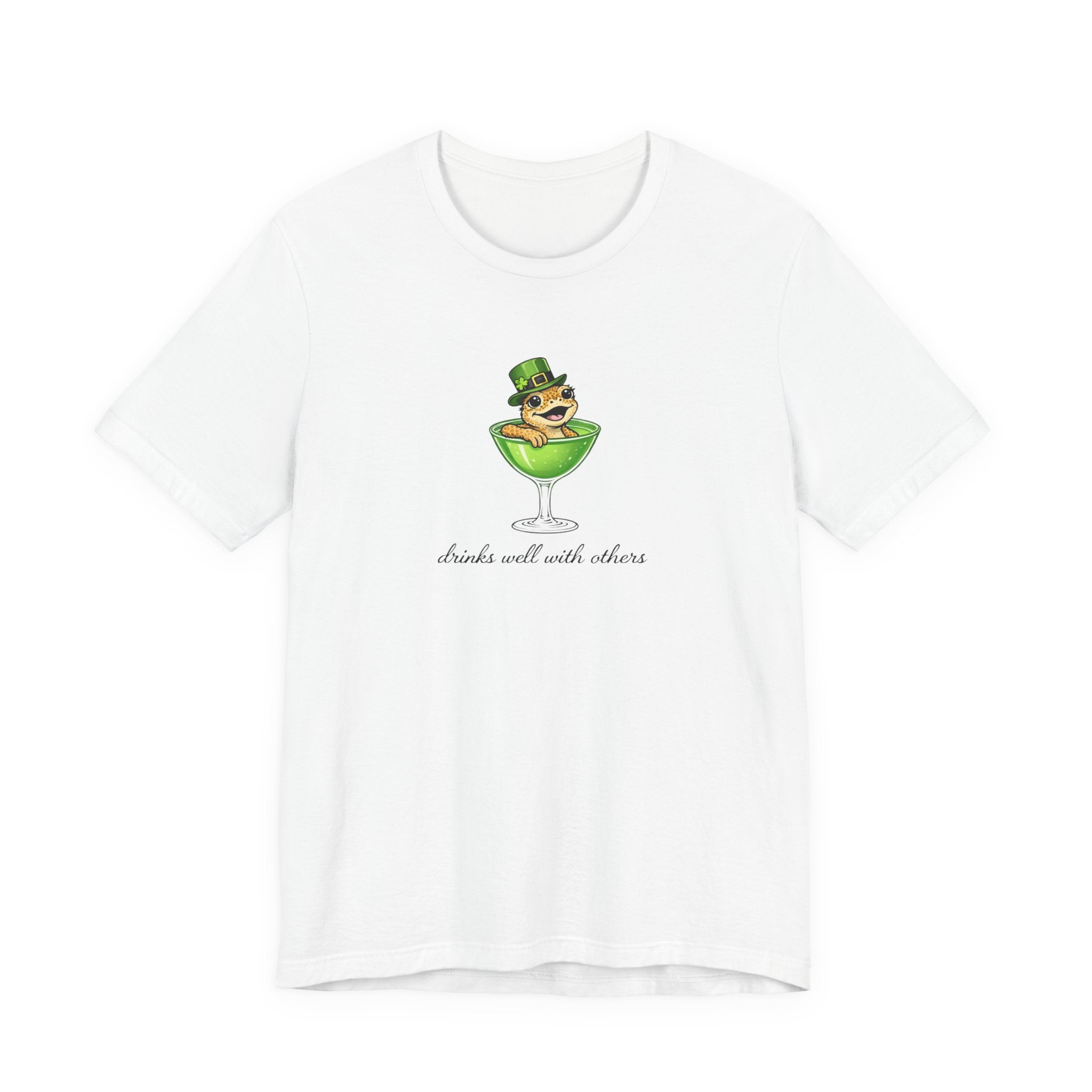 St. Patrick's Day Crested Gecko Cocktail Tee — "Drinks Well With Others"