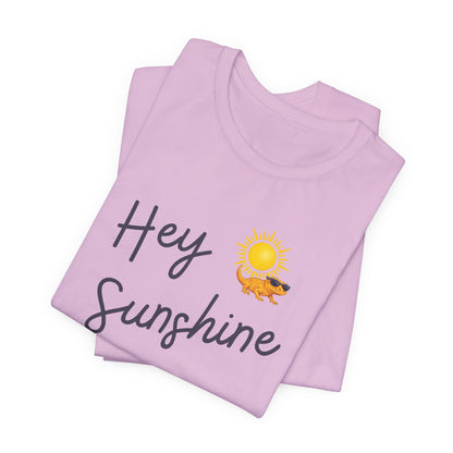Hey Sunshine T-Shirt — Sunny Script Graphic Tee with Sun & Bird