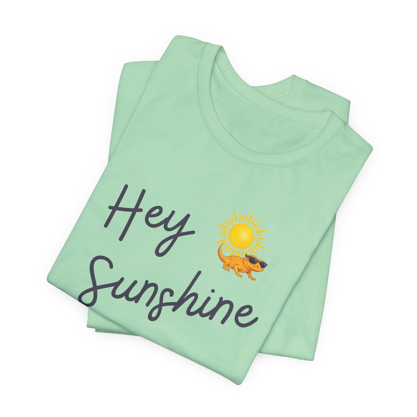 Hey Sunshine T-Shirt — Sunny Script Graphic Tee with Sun & Bird