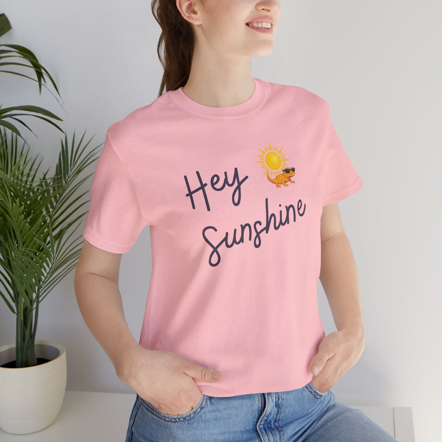 Hey Sunshine T-Shirt — Sunny Script Graphic Tee with Sun & Bird