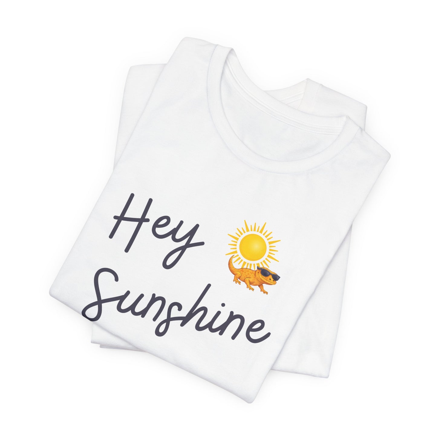 Hey Sunshine T-Shirt — Sunny Script Graphic Tee with Sun & Bird
